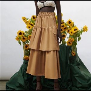 Zara ruffled poplin midi skirt